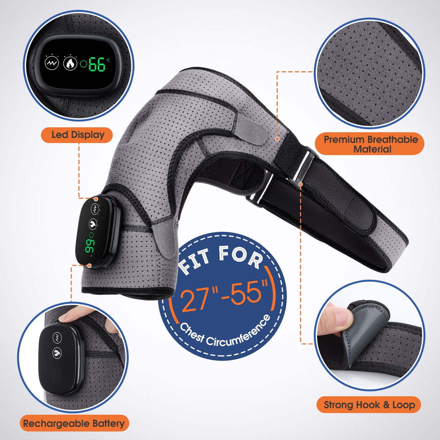 Rechargeable Electric Heating Shoulder Massage Brace